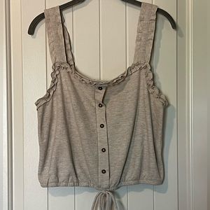 Tan crop scrunch tie top